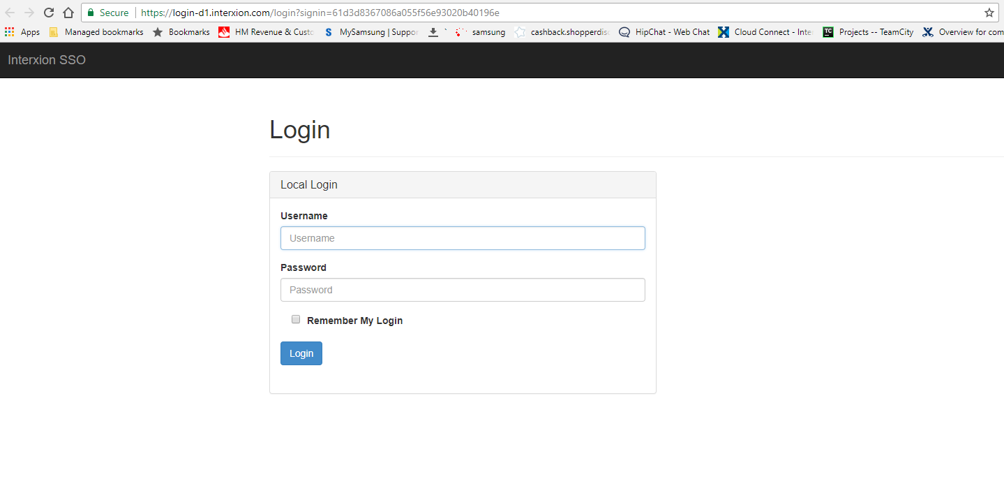 SSO login page